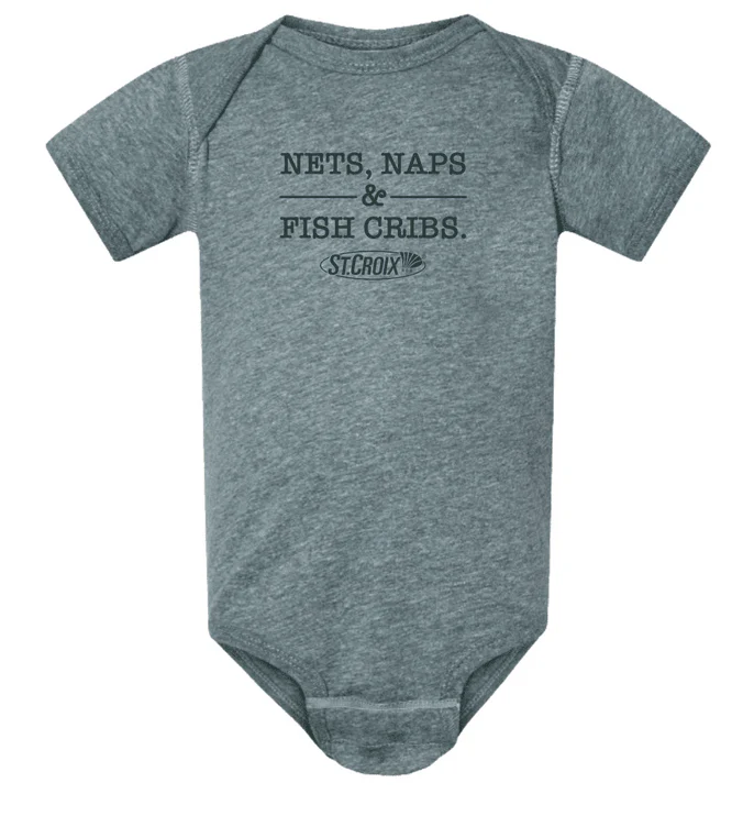 NETS, NAPS, AND FISH CRIBS ONESIE